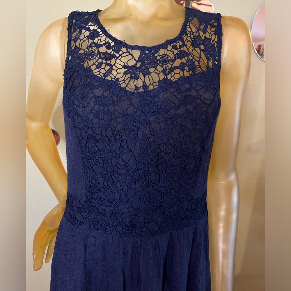 Women’s Navy Blue Lace Maxi Dress, Size L